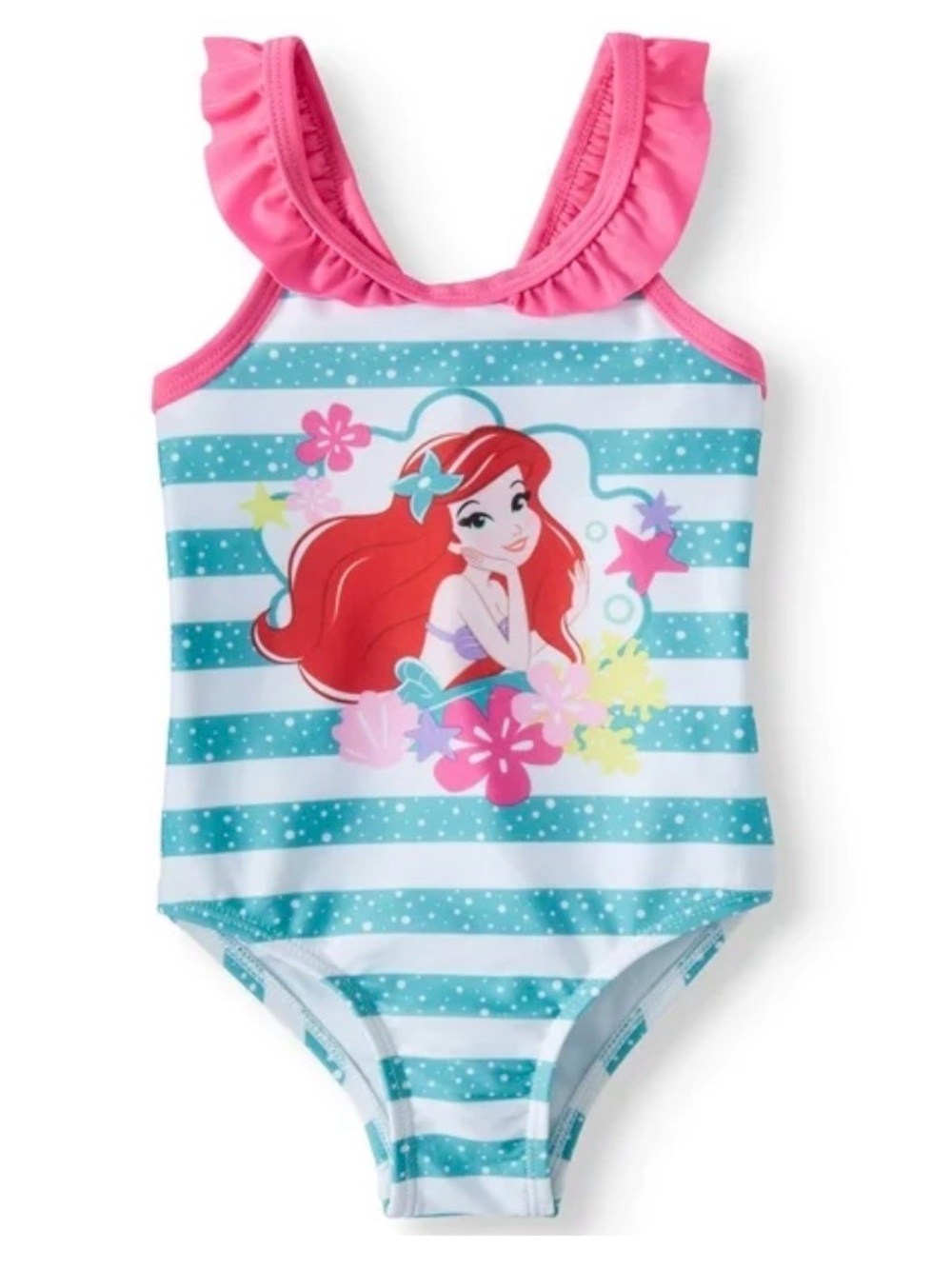 Disney Baby 24M Little Mermaid Ariel Toddler Girl’s Ruffle One-Piece Swimsuit